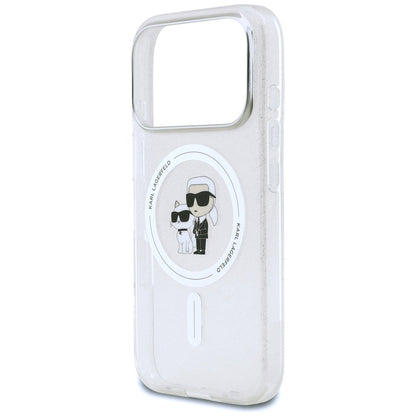Capa MagSafe para Apple iPhone 17 Pro, Karl Lagerfeld, IML Glitter Karl & Choupette, Transparente