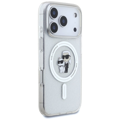 Capa MagSafe para Apple iPhone 17 Pro, Karl Lagerfeld, IML Glitter Karl & Choupette, Transparente