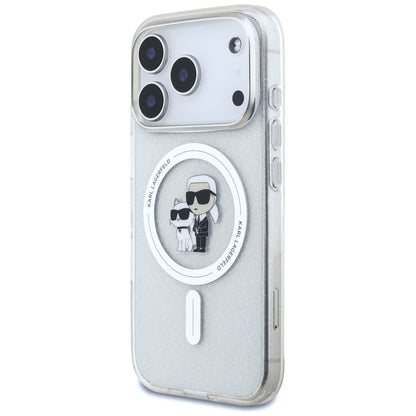 Capa MagSafe para Apple iPhone 17 Pro, Karl Lagerfeld, IML Glitter Karl & Choupette, Transparente
