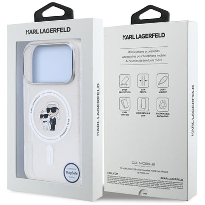 Capa MagSafe para Apple iPhone 17 Pro, Karl Lagerfeld, IML Glitter Karl & Choupette, Transparente