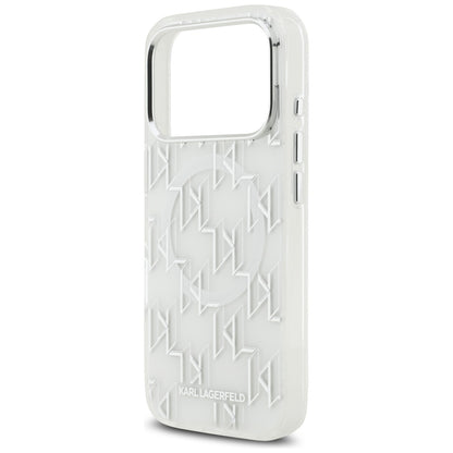 Capa MagSafe para Apple iPhone 17 Pro, Karl Lagerfeld, IML KL Monogram, Branca