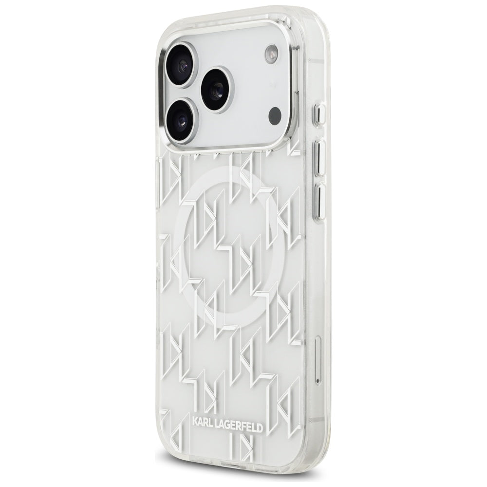 Capa MagSafe para Apple iPhone 17 Pro, Karl Lagerfeld, IML KL Monogram, Branca