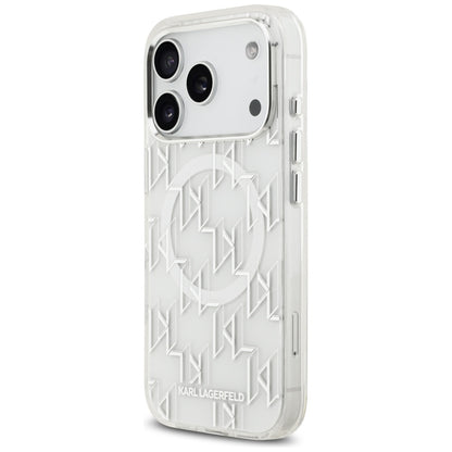 Capa MagSafe para Apple iPhone 17 Pro, Karl Lagerfeld, IML KL Monogram, Branca