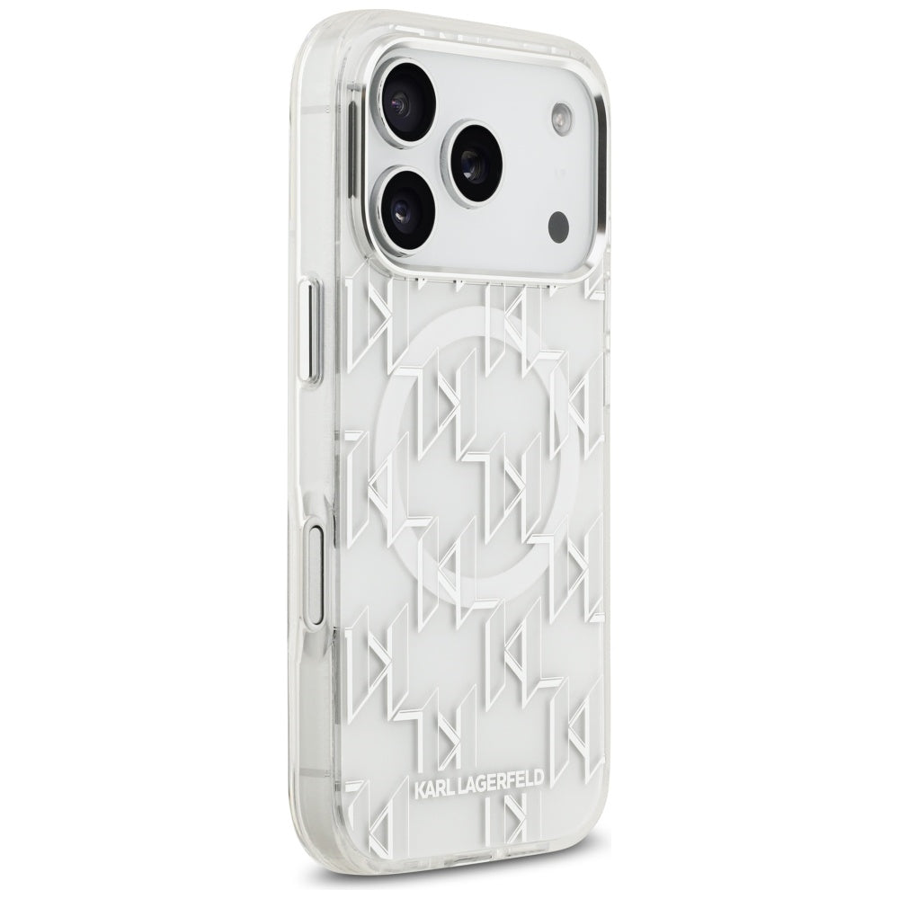 Capa MagSafe para Apple iPhone 17 Pro, Karl Lagerfeld, IML KL Monogram, Branca