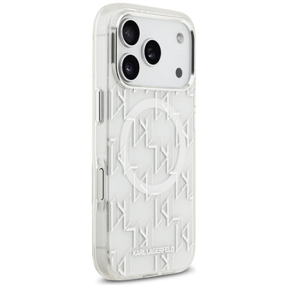 Capa MagSafe para Apple iPhone 17 Pro, Karl Lagerfeld, IML KL Monogram, Branca
