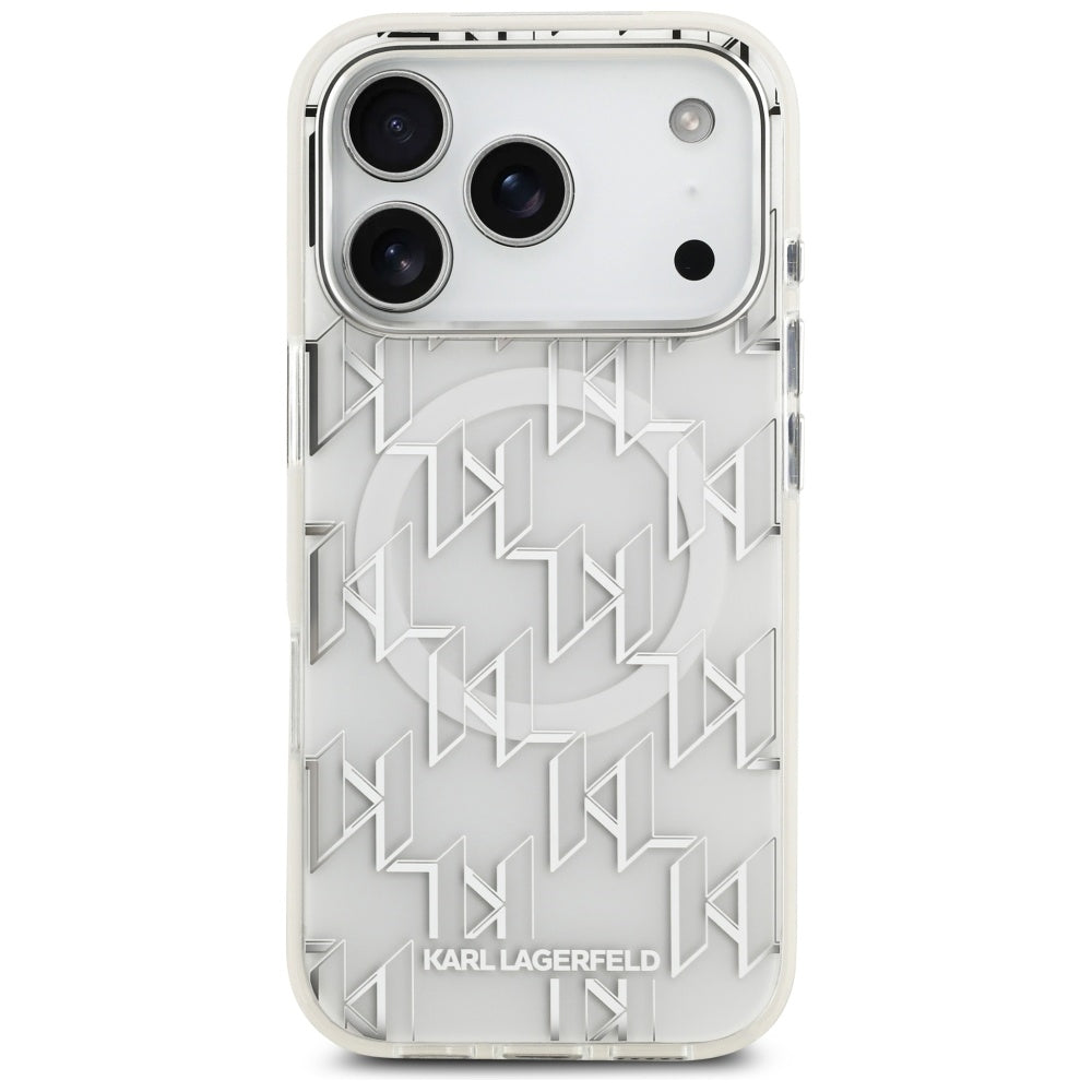 Capa MagSafe para Apple iPhone 17 Pro, Karl Lagerfeld, IML KL Monogram, Branca