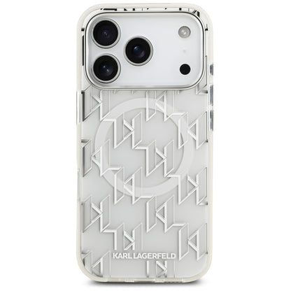 Capa MagSafe para Apple iPhone 17 Pro, Karl Lagerfeld, IML KL Monogram, Branca