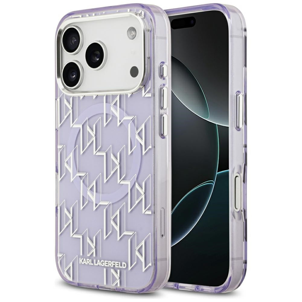 Capa MagSafe para Apple iPhone 17 Pro, Karl Lagerfeld, IML KL Monogram, Roxo