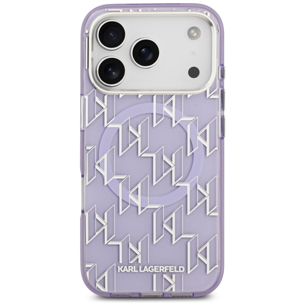 Capa MagSafe para Apple iPhone 17 Pro, Karl Lagerfeld, IML KL Monogram, Roxo