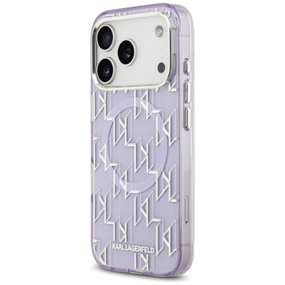 Capa MagSafe para Apple iPhone 17 Pro, Karl Lagerfeld, IML KL Monogram, Roxo