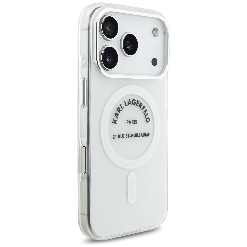 Capa MagSafe para Apple iPhone 17 Pro, Karl Lagerfeld, IML Logo RSG, Transparente
