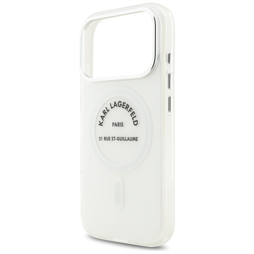 Capa MagSafe para Apple iPhone 17 Pro, Karl Lagerfeld, IML Logo RSG, Transparente