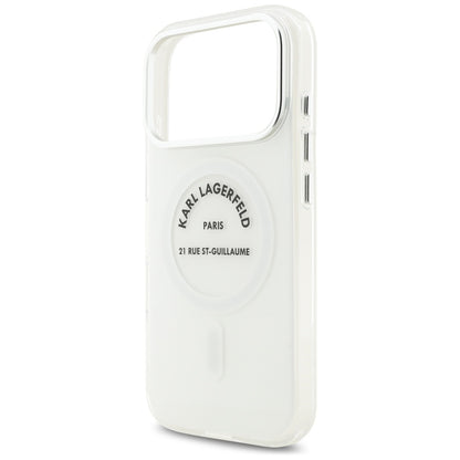 Capa MagSafe para Apple iPhone 17 Pro, Karl Lagerfeld, IML Logo RSG, Transparente