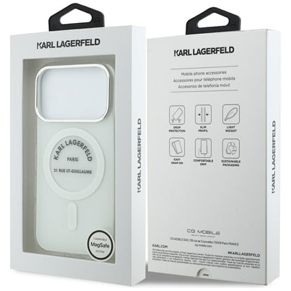 Capa MagSafe para Apple iPhone 17 Pro, Karl Lagerfeld, IML Logo RSG, Transparente