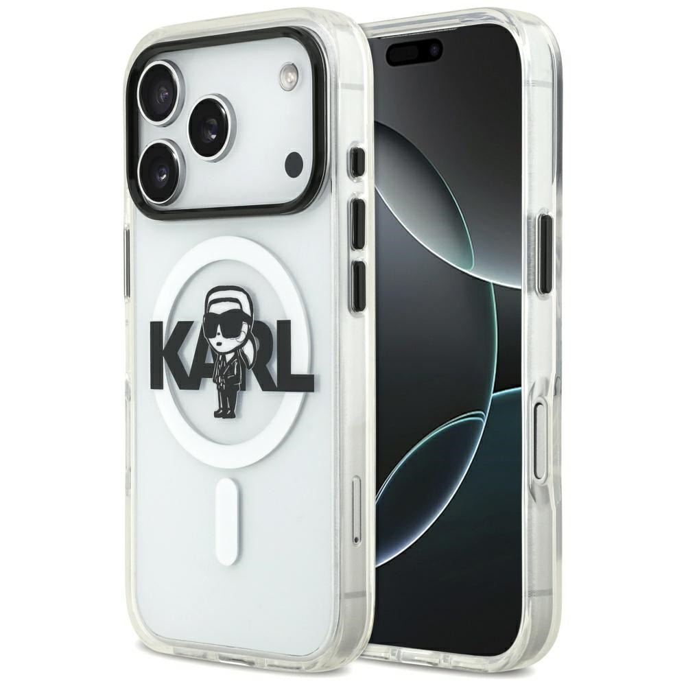 Capa MagSafe para Apple iPhone 17 Pro, Karl Lagerfeld, IML Sketch Logo Karl, Transparente