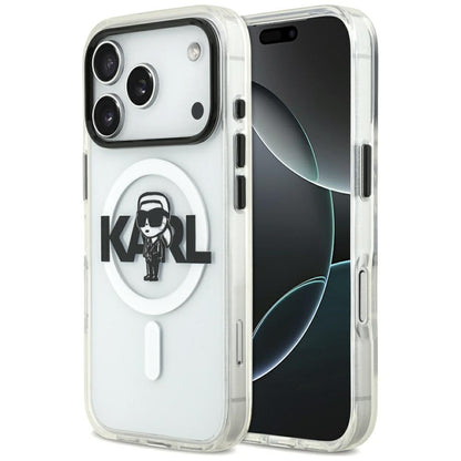 Capa MagSafe para Apple iPhone 17 Pro, Karl Lagerfeld, IML Sketch Logo Karl, Transparente
