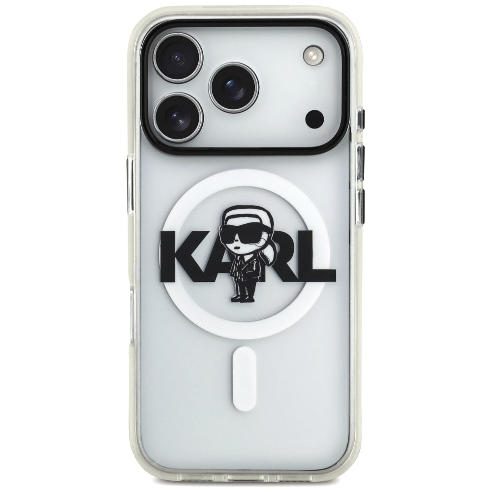 Capa MagSafe para Apple iPhone 17 Pro, Karl Lagerfeld, IML Sketch Logo Karl, Transparente