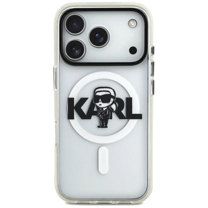Capa MagSafe para Apple iPhone 17 Pro, Karl Lagerfeld, IML Sketch Logo Karl, Transparente
