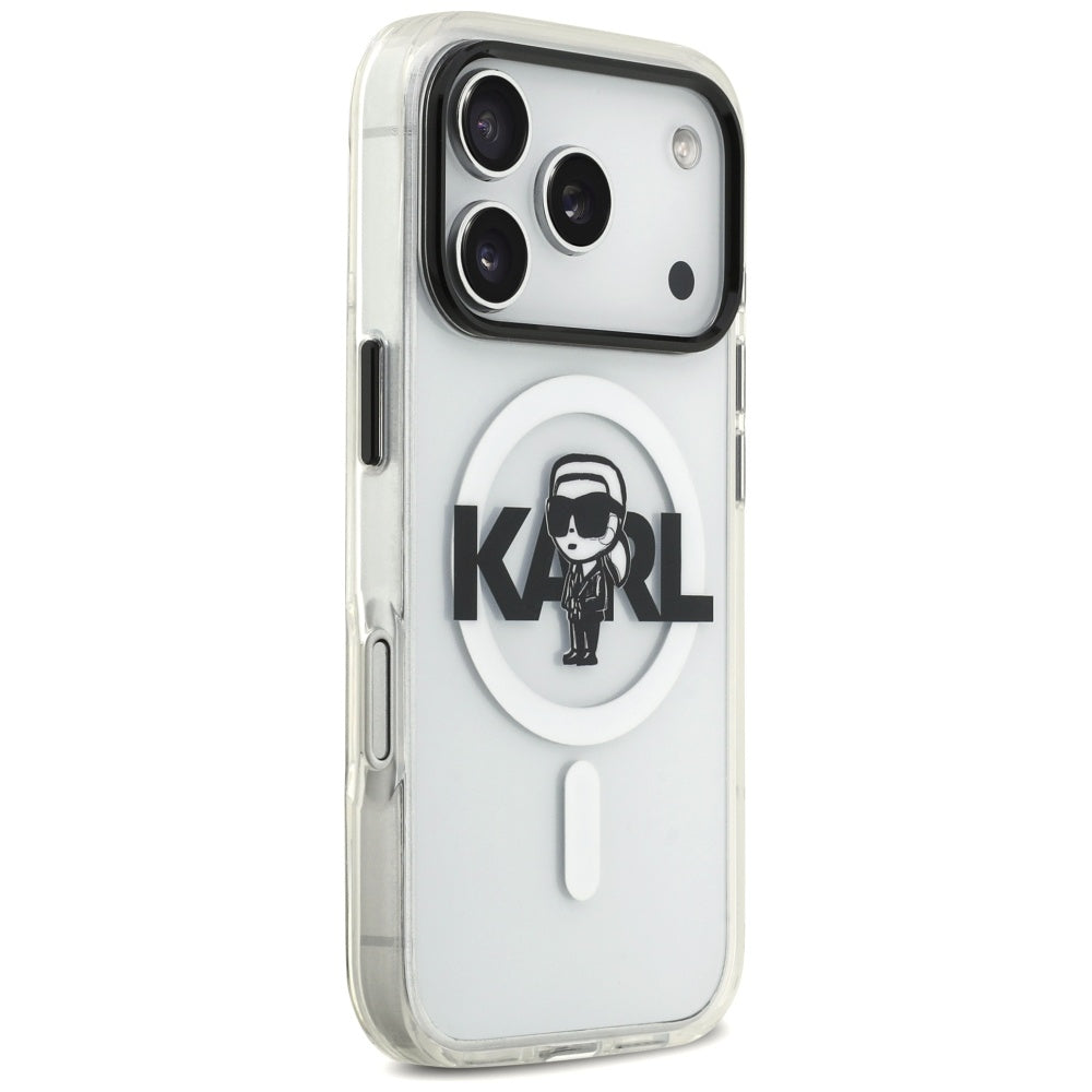 Capa MagSafe para Apple iPhone 17 Pro, Karl Lagerfeld, IML Sketch Logo Karl, Transparente