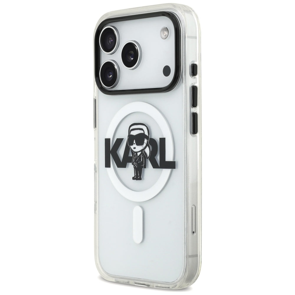 Capa MagSafe para Apple iPhone 17 Pro, Karl Lagerfeld, IML Sketch Logo Karl, Transparente