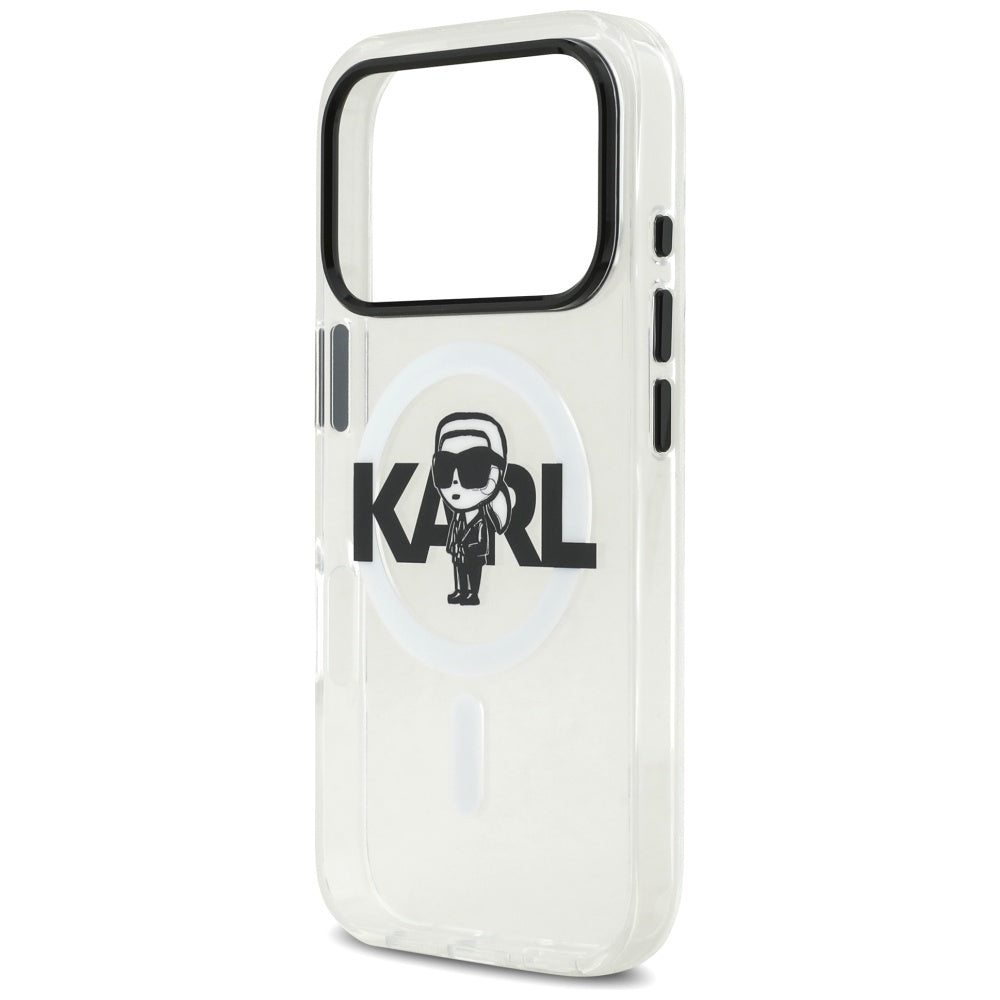 Capa MagSafe para Apple iPhone 17 Pro, Karl Lagerfeld, IML Sketch Logo Karl, Transparente