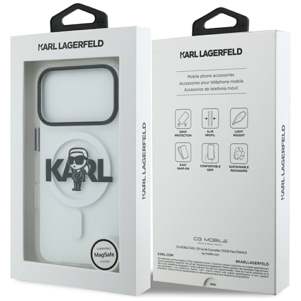 Capa MagSafe para Apple iPhone 17 Pro, Karl Lagerfeld, IML Sketch Logo Karl, Transparente