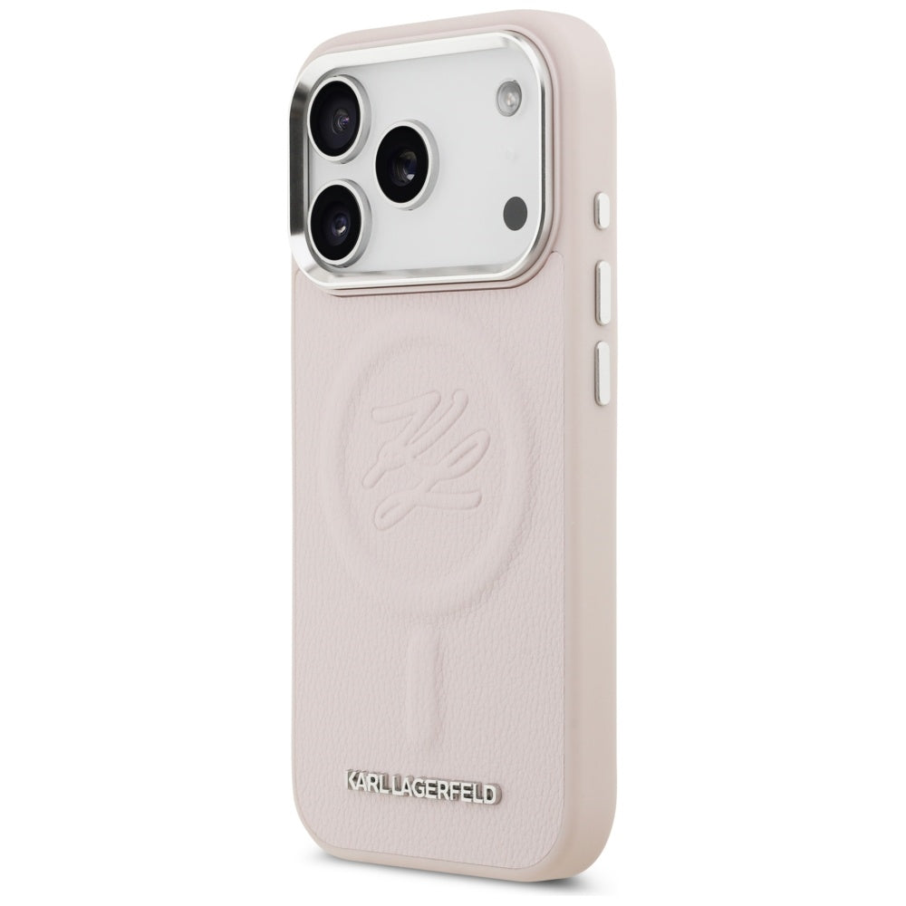 MagSafe Case for Apple iPhone 17 Pro, Karl Lagerfeld, Initial & Metal Logo, Pink