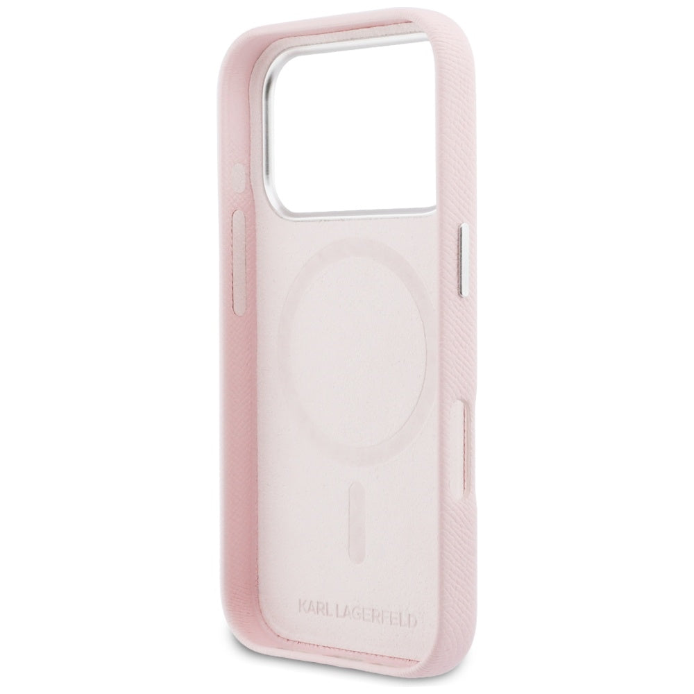 Capa MagSafe para Apple iPhone 17 Pro, Karl Lagerfeld, Karl & Choupette Head's Pin, Rosa