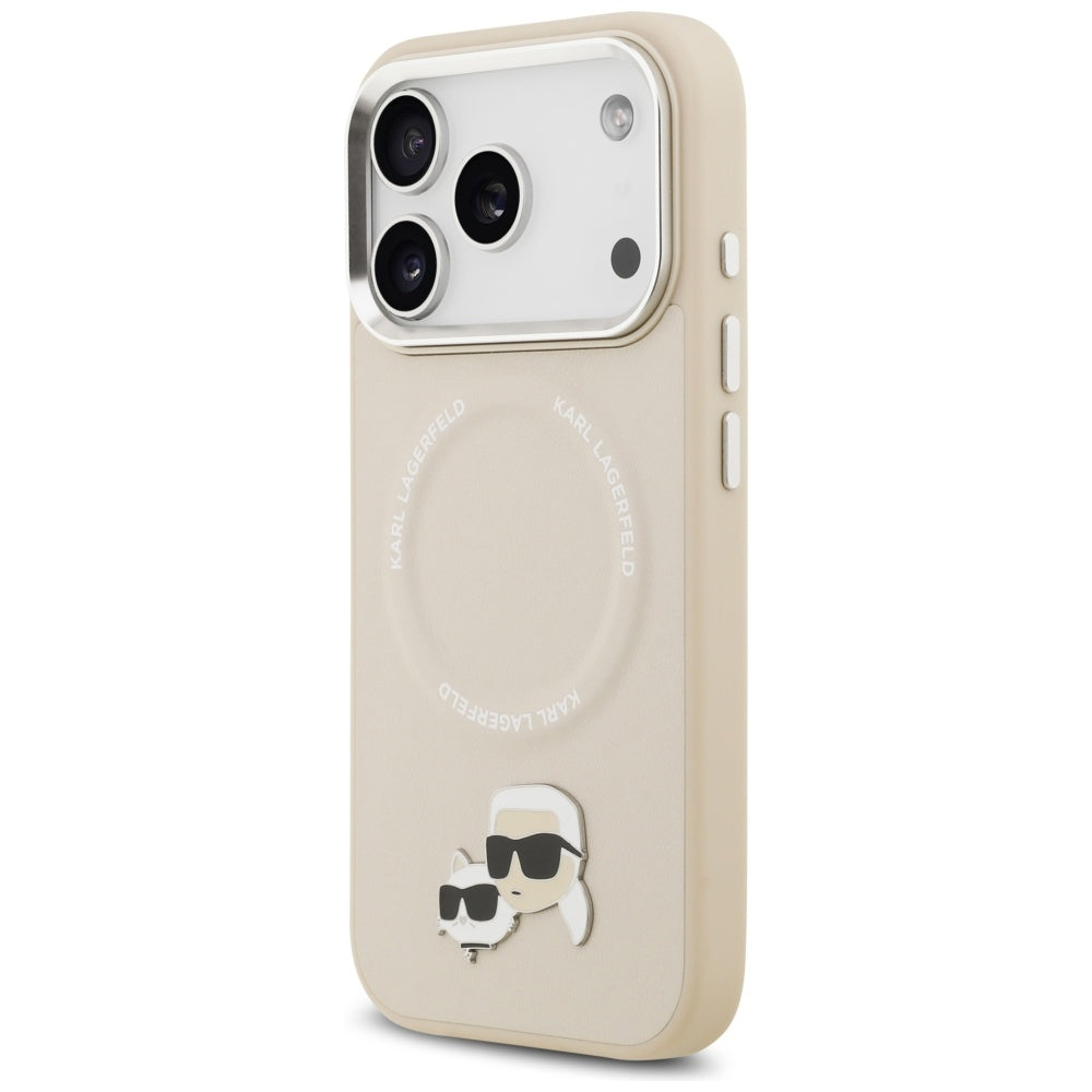 Capa MagSafe para Apple iPhone 17 Pro, Karl Lagerfeld, Karl & Choupette Pins, Bege