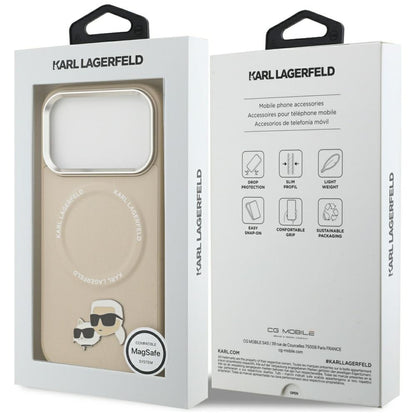 Capa MagSafe para Apple iPhone 17 Pro, Karl Lagerfeld, Karl & Choupette Pins, Bege