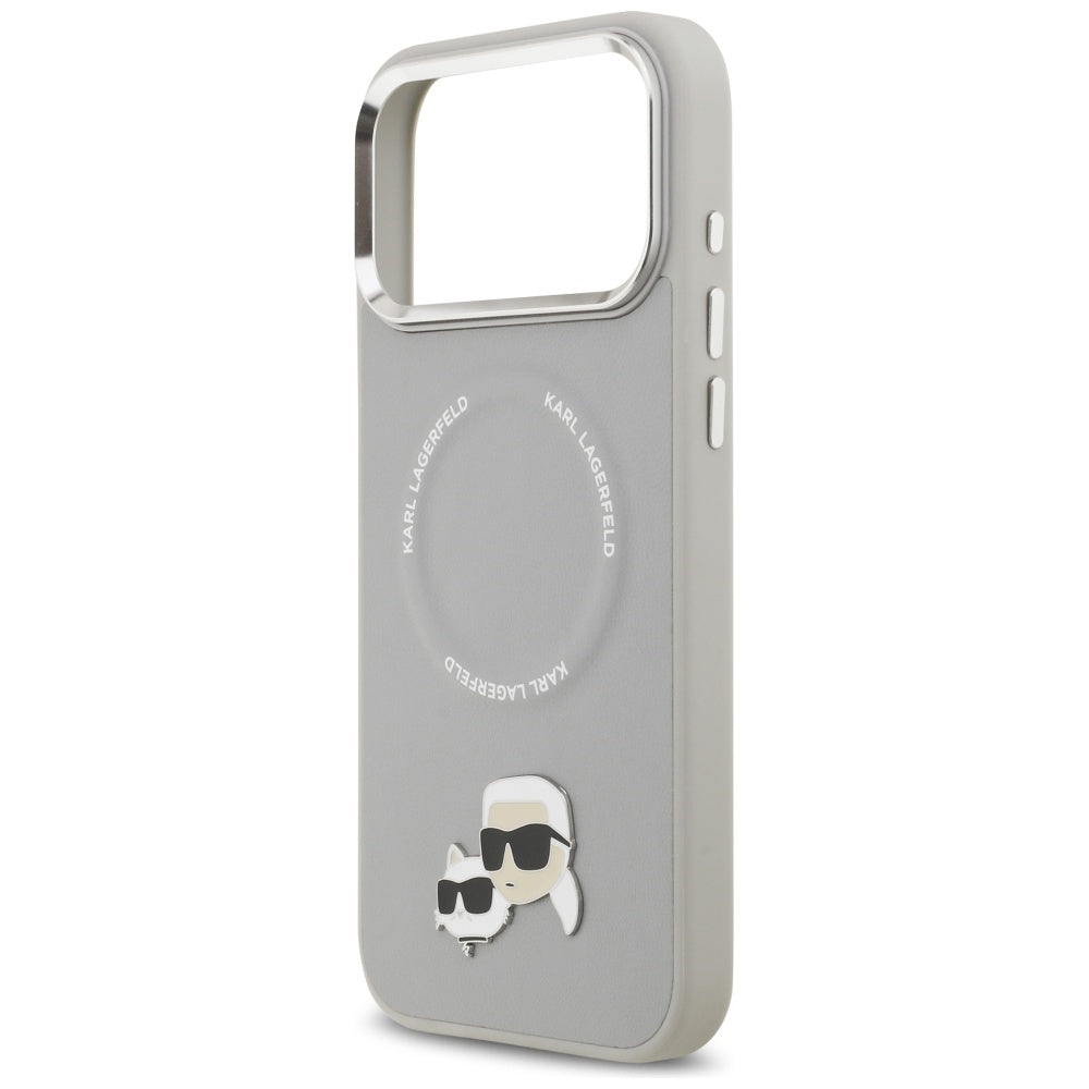 Capa MagSafe para Apple iPhone 17 Pro, Karl Lagerfeld, Karl & Choupette Pins, Cinzento