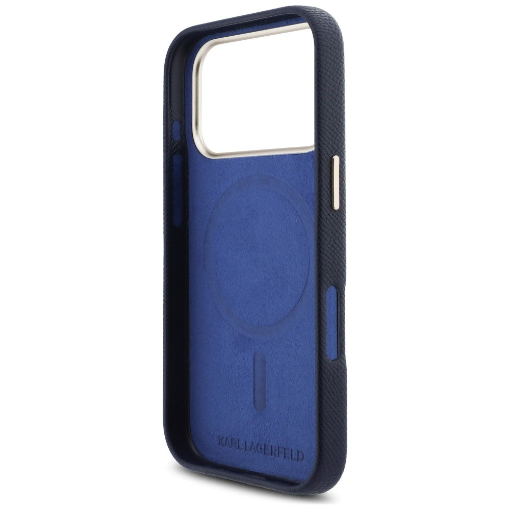 Capa MagSafe para Apple iPhone 17 Pro, Karl Lagerfeld, Logo Karl Head, Azul