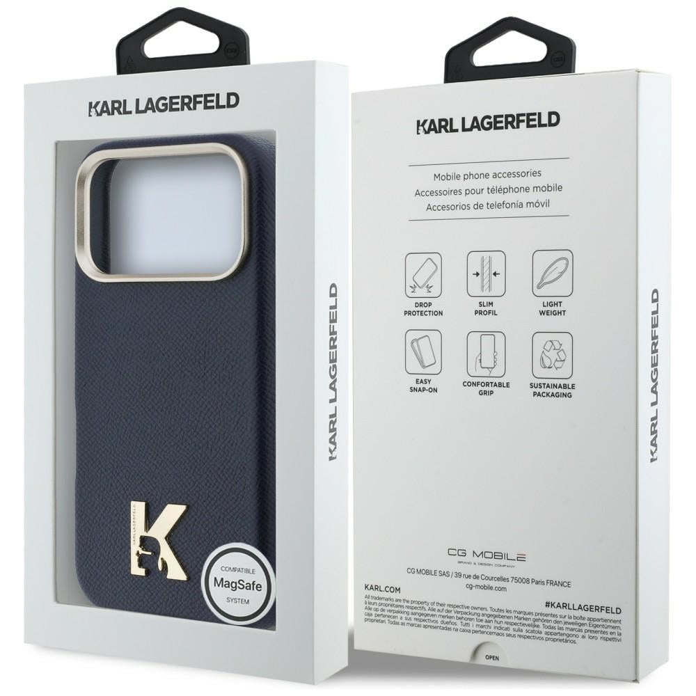 Capa MagSafe para Apple iPhone 17 Pro, Karl Lagerfeld, Logo Karl Head, Azul