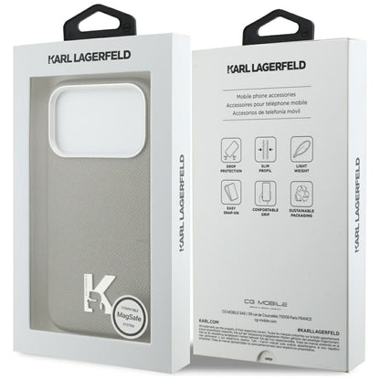 Capa MagSafe para Apple iPhone 17 Pro, Karl Lagerfeld, Logo Karl Head, Cinzento