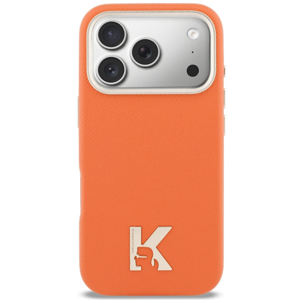 Capa MagSafe para Apple iPhone 17 Pro, Karl Lagerfeld, Logo Karl Head, Laranja