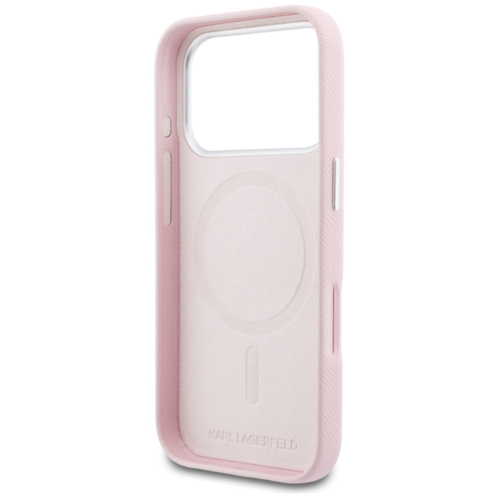Capa MagSafe para Apple iPhone 17 Pro, Karl Lagerfeld, Logo Karl Head, Rosa
