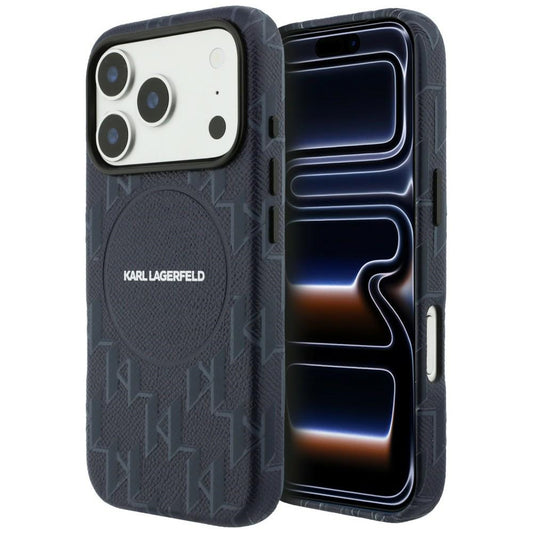 Capa MagSafe para Apple iPhone 17 Pro, Karl Lagerfeld, Logo KL Monogram, Azul
