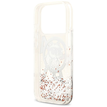 Capa MagSafe para Apple iPhone 17 Pro, Karl Lagerfeld, Liquid Glitter Choupette Logo, Transparente