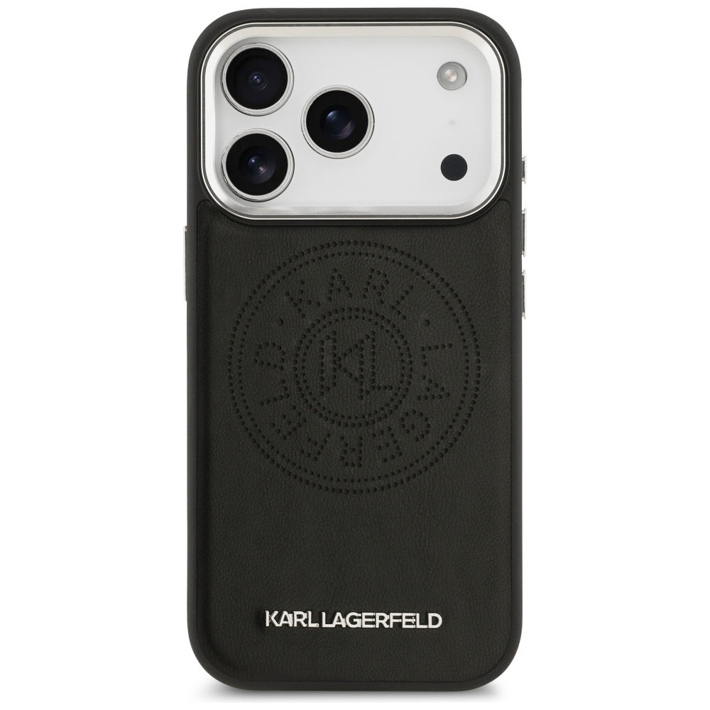 Capa MagSafe para Apple iPhone 17 Pro, Karl Lagerfeld, Point & Metal Logo, Preta