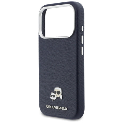 Capa MagSafe para Apple iPhone 17 Pro, Karl Lagerfeld, Saffiano Karl & Choupette Pins, Azul