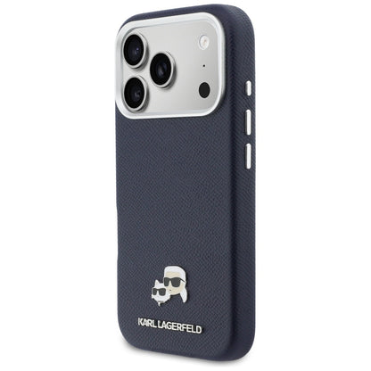 Capa MagSafe para Apple iPhone 17 Pro, Karl Lagerfeld, Saffiano Karl & Choupette Pins, Azul