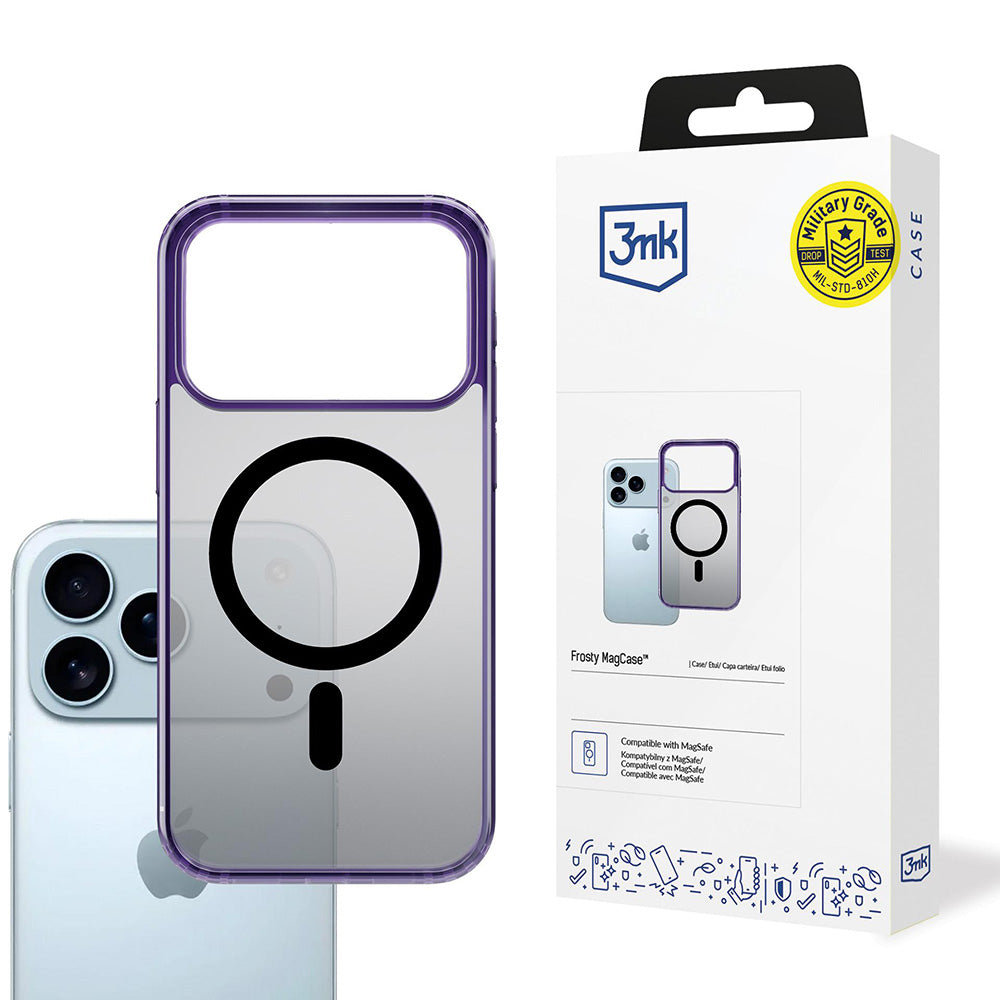 Capa MagSafe para Apple iPhone 17 Pro Max, 3MK, Frosty MagCase, Roxo