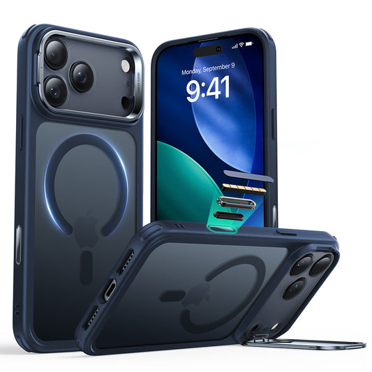 Capa MagSafe para Apple iPhone 17 Pro Max, ESR, Classic Hybrid Kickstand, Azul Acetinado