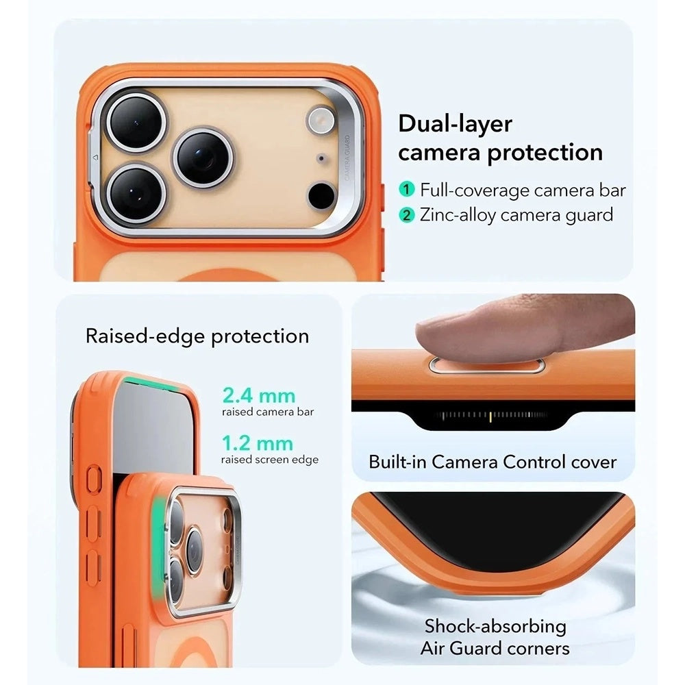 Capa MagSafe para Apple iPhone 17 Pro Max, ESR, Classic Hybrid Kickstand, Laranja Acetinado