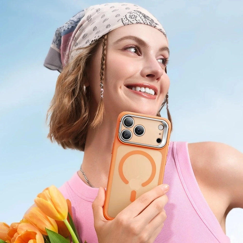 Capa MagSafe para Apple iPhone 17 Pro Max, ESR, Classic Hybrid Kickstand, Laranja Acetinado