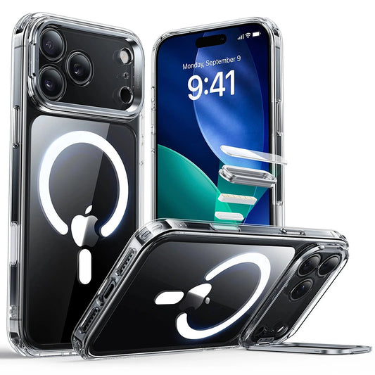 Capa MagSafe para Apple iPhone 17 Pro Max, ESR, Classic Hybrid Kickstand, Transparente