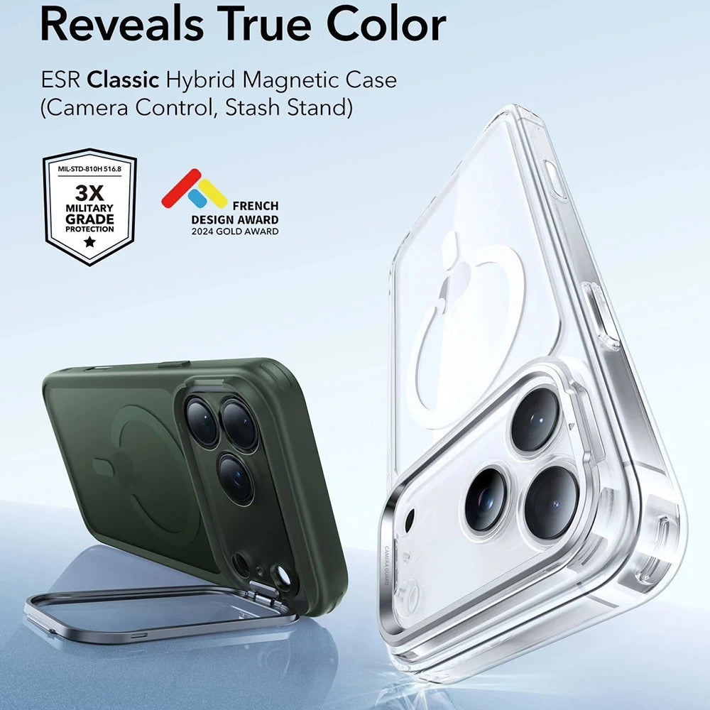 Capa MagSafe para Apple iPhone 17 Pro Max, ESR, Classic Hybrid Kickstand, Verde Acetinado