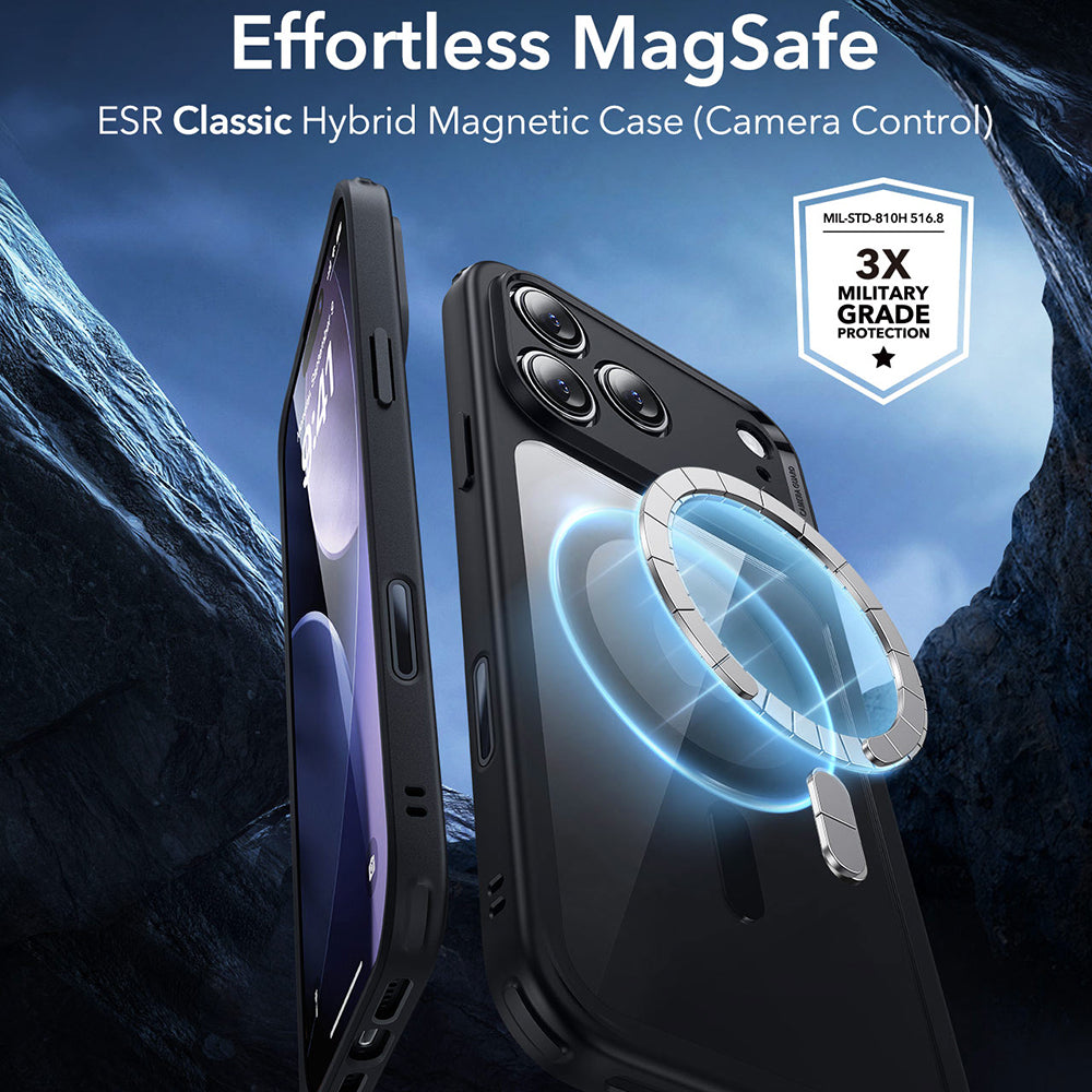 Capa MagSafe para Apple iPhone 17 Pro Max, ESR, Classic Hybrid, Preta Transparente