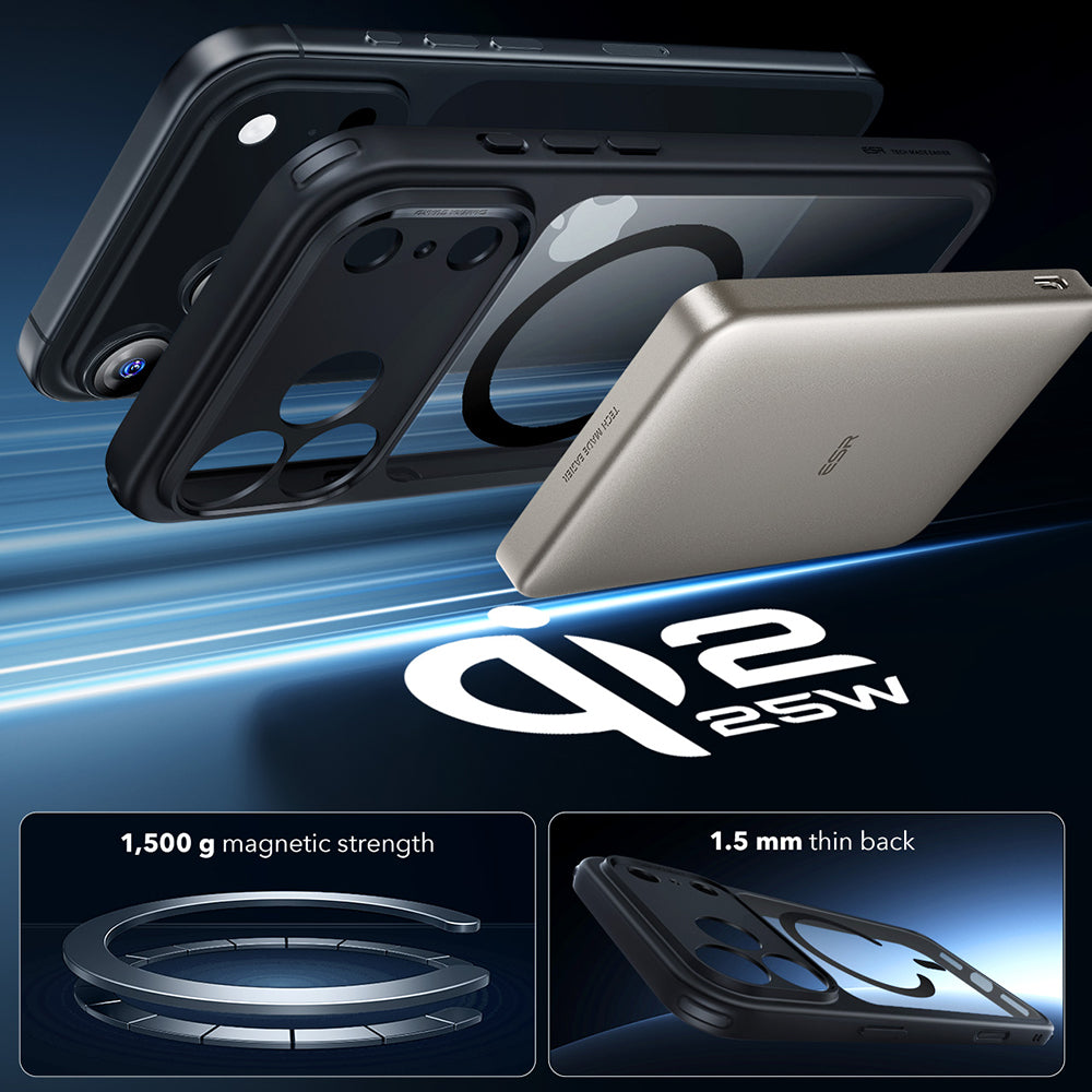 Capa MagSafe para Apple iPhone 17 Pro Max, ESR, Classic Hybrid, Preta Transparente