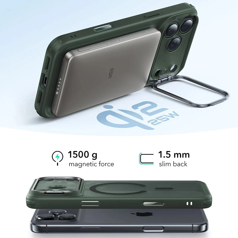 Capa MagSafe para Apple iPhone 17 Pro Max, ESR, Classic Hybrid, Verde Acetinado